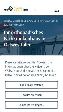 Vorschau der mobilen Webseite www.muehlenkreiskliniken.de, Auguste-Viktoria-Klinik Bad Oeynhausen GmbH