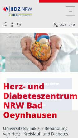 Vorschau der mobilen Webseite www.hdz-nrw.de, Herz- und Diabeteszentrum NRW