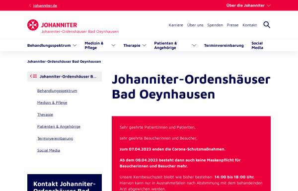 Vorschau von www.ahb-klinik.de, Johanniter-Ordenshäuser Bad Oeynhausen gGmbH