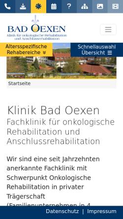 Vorschau der mobilen Webseite www.badoexen.de, Klinik Bad Oexen