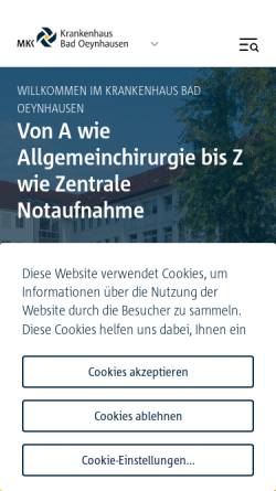 Vorschau der mobilen Webseite www.muehlenkreiskliniken.de, Krankenhaus Bad Oeynhausen