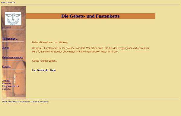Vorschau von www.novene.de, Gebets- und Fastenkette für Deutschland