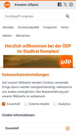 Vorschau der mobilen Webseite www.xn--dp-kempten-dcb.de, ÖDP-Kreisverband Kempten im Allgäu