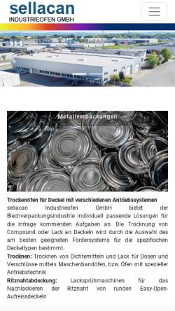 Vorschau der mobilen Webseite www.sellacan.de, sellacan Industrieofen GmbH