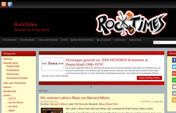 Vorschau von www.rocktimes.de, Rocktimes - Das Online Rock Magazin