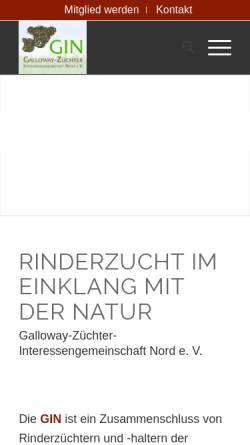 Vorschau der mobilen Webseite galloway-nord.de, Galloway-Züchter - Interessengemeinschaft - Nord e.V.