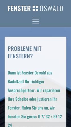Vorschau der mobilen Webseite www.fenster-oswald.de, Fenster Oswald