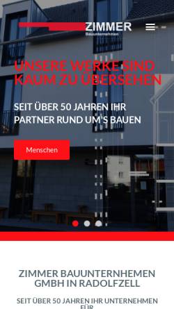 Vorschau der mobilen Webseite bauunternehmen-zimmer.de, Zimmer Bauunternehmen GmbH