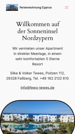 Vorschau der mobilen Webseite www.fewo-tewes.de, Ferienwohnungen Familie Tewes