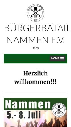 Vorschau der mobilen Webseite www.buergerbataillon-nammen.de, Bürgerschützenbataillon Nammen