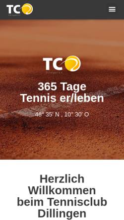 Vorschau der mobilen Webseite tc-dillingen.de, Tennisclub Dillingen e. V.