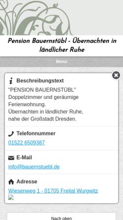 Vorschau der mobilen Webseite www.bauernstuebl.de, Bauernstüb'l Wurgwitz