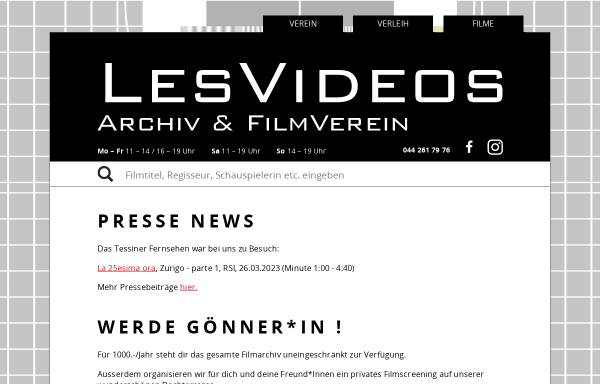 Vorschau von www.les-videos.ch, Les Video - Das Filmarchiv