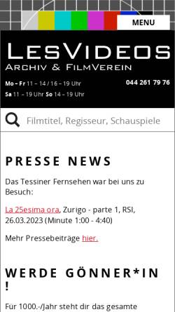 Vorschau der mobilen Webseite www.les-videos.ch, Les Video - Das Filmarchiv