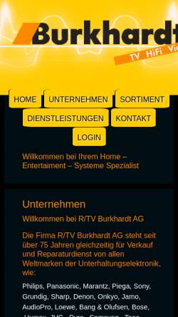 Vorschau der mobilen Webseite www.radio-tv-burkhardt.ch, Radio TV Burkhardt