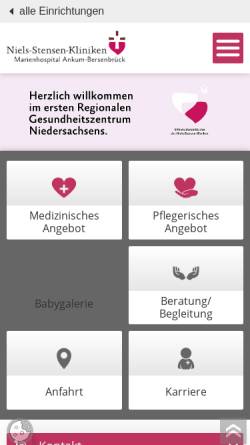 Vorschau der mobilen Webseite www.mha.de, MHA - Marienhospital Ankum Bersenbrück - Krankenhaus