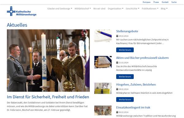 Vorschau von www.katholische-militaerseelsorge.de, Katholische Militärseelsorge Deutschland