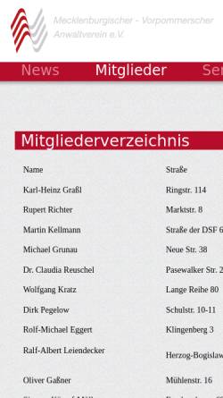 Vorschau der mobilen Webseite www.anwaltverein-mv.de, Erpel & Erpel