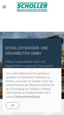 Vorschau der mobilen Webseite www.bagger-scholler.de, Scholler Bagger- und Erdarbeiten GmbH