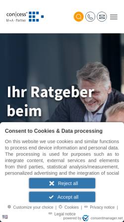 Vorschau der mobilen Webseite www.concess.de, Concess GmbH Unternehmensvermittlung