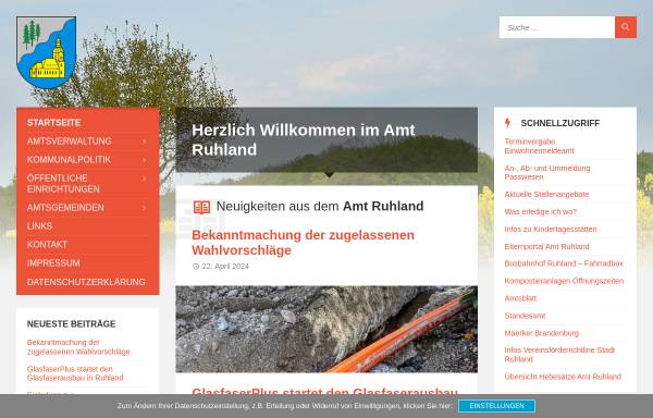 Vorschau von www.amt-ruhland.de, Ruhland