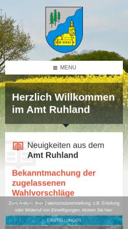 Vorschau der mobilen Webseite www.amt-ruhland.de, Ruhland
