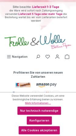 Vorschau der mobilen Webseite www.trolle-und-wolle.de, Trolle und Wolle