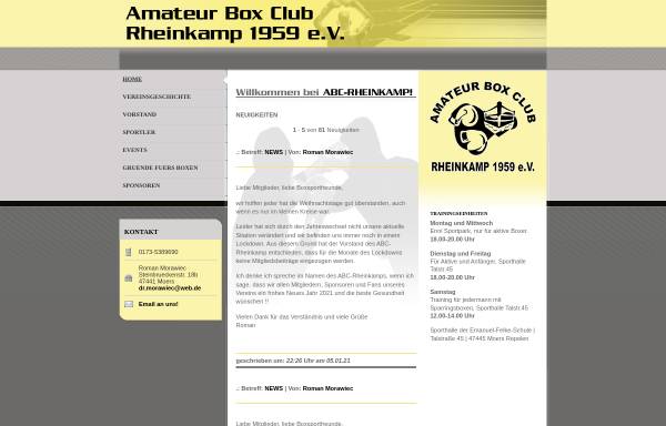 Vorschau von www.abc-rheinkamp.de, Amateur Box Club Rheinkamp 1959 e. V.