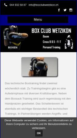 Vorschau der mobilen Webseite www.boxclubwetzikon.ch, Box Club Wetzikon