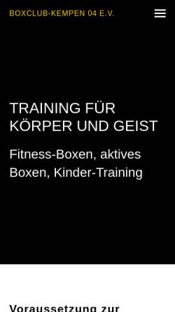 Vorschau der mobilen Webseite www.boxclub-kempen.de, Boxclub Kempen 04 e. V.