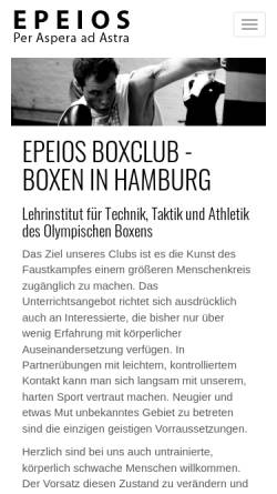 Vorschau der mobilen Webseite www.epeios-boxen.de, Epeios Boxclub Hamburg
