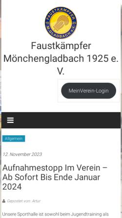 Vorschau der mobilen Webseite www.faustkaempfer-mg.de, Faustkämpfer Mönchengladbach 1925 e. V.