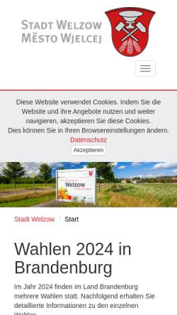 Vorschau der mobilen Webseite www.welzow.de, Welzow
