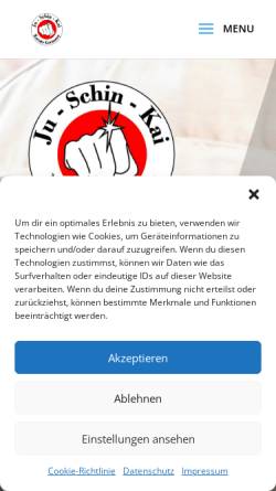 Vorschau der mobilen Webseite www.ju-schin-kai.de, Ju-Schin-Kai-Karate e.V. Hirschaid