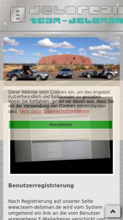 Vorschau der mobilen Webseite www.delorean.de, DeLorean Site Deutschland
