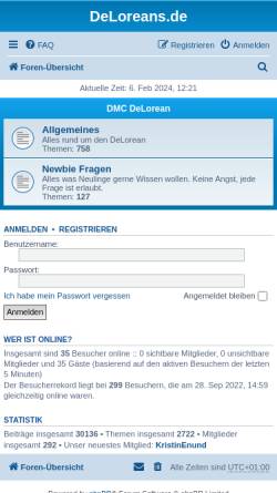 Vorschau der mobilen Webseite www.deloreans.de, DeLoreans.de