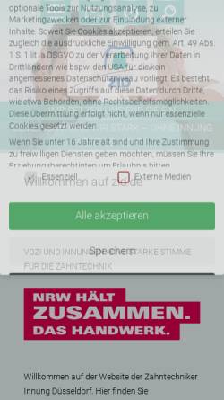 Vorschau der mobilen Webseite www.zid.de, Zahntechniker-Innung für den Regierungsbezirk Düsseldorf (ZID)