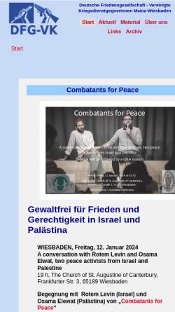 Vorschau der mobilen Webseite www.dfg-vk-mainz.de, Deutsche Friedensgesellschaft - Vereinigte KriegsdienstgegnerInnen (DFG-VK) in Mainz