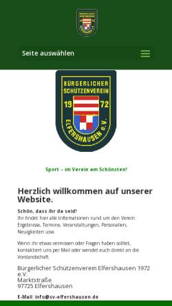 Vorschau der mobilen Webseite www.sv-elfershausen.de, Bürgerlicher Schützenverein Elfershausen 1972 e.V.