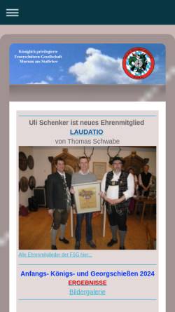 Vorschau der mobilen Webseite www.feuerschuetzen-murnau.de, Königlich privilegierte Feuerschützen-Gesellschaft Murnau