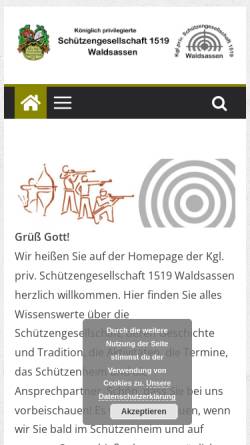 Vorschau der mobilen Webseite www.sg1519.de, Königlich privilegierte Schützengesellschaft 1519 Waldsassen