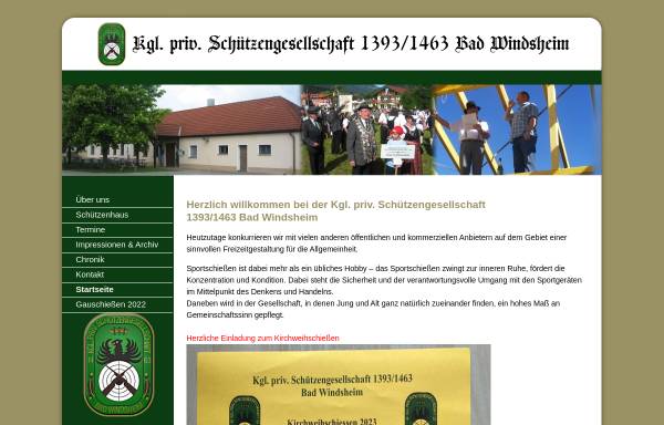 Vorschau von www.sgbadwindsheim.de, Schützengesellschaft 1393/1463 Bad Windsheim