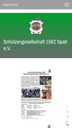 Vorschau der mobilen Webseite www.sg1562spalt.de, Schützengesellschaft 1562 Spalt e.V.