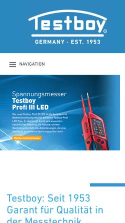 Vorschau der mobilen Webseite www.testboy.de, Ludwig Mers GmbH Elektrotechnische Spezialfabrik