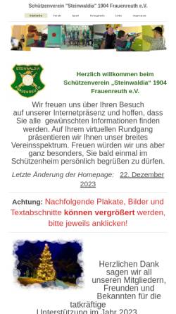 Vorschau der mobilen Webseite www.xn--schtzenverein-frauenreuth-hwc.de, Steinwaldia 1904 Frauenreuth e.V.