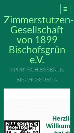 Vorschau der mobilen Webseite www.schuetzenverein-bischofsgruen.de, Zimmerstutzen-Gesellschaft v. 1899 Bischofsgrün e.V.