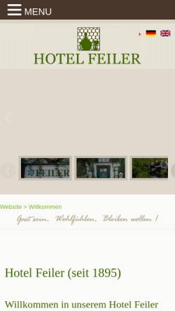Vorschau der mobilen Webseite www.hotel-feiler.de, Hotel Restaurant Feiler