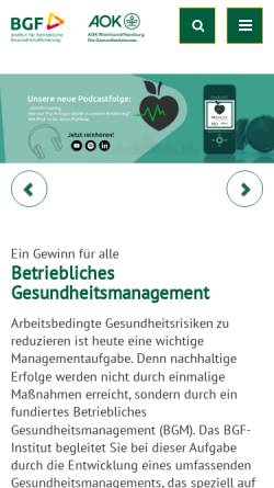 Vorschau der mobilen Webseite www.bgf-institut.de, Institut für Betriebliche Gesundheitsförderung BGF GmbH