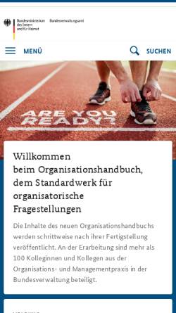 Vorschau der mobilen Webseite www.orghandbuch.de, Handbuch für Organisationsuntersuchungen und Personalbedarfsermittlung