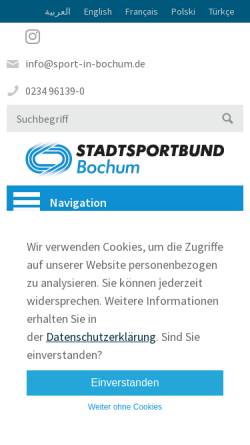 Vorschau der mobilen Webseite www.sport-in-bochum.de, Stadtsportbund Bochum e.V.